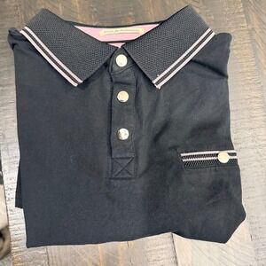 Scott James Mens XL Polo Shirt Dark Purple Cotton Spandex Short Sleeve Snap Neck